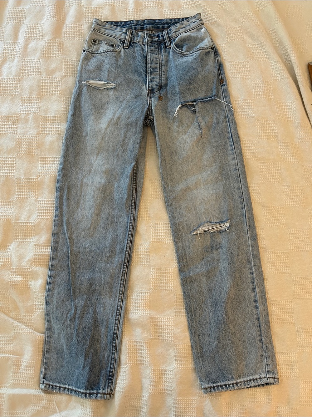 Ksubi Light Blue Distressed Straight Jeans 26
